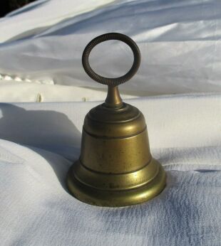 Rustic  Small Brass Table Bell Brass Clapper Vintage