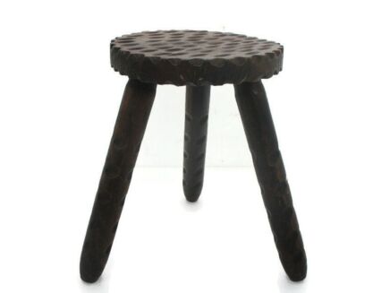 Small Wooden Spanish Tripod Side Display Wine Milking Stool Table Pedestal Plant Bonsai Stand Vintage Barn Country Farmhouse