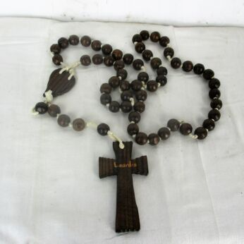 Large Lourdes Vintage Rosary Wooden Beads Wall Hanging Priest Nun Service Domino