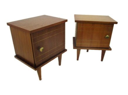 Pair Vintage Small Nightstands End tables Mid Century Modern Authentic Funky