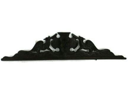 Gothic Hand Carved Wood French Pediment Ornate Over door Architectura Dragons Bear Black Forest Style Stunning
