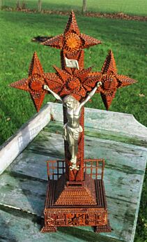 Large Standing Table Crucifix Tramp Trench Art Hand Made Jesus Christ Cross WOW