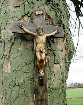 Antique Plaster Hanging Crucifix Cross Jesus Christ Gorgeous 19.09"