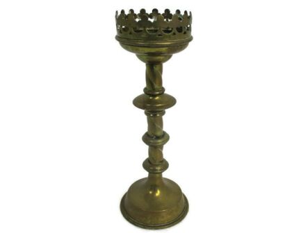 Antique Candle Holder Candle stick Church  Chapel Altar Monastery Brass twisted Stem Beautiful 11.41"