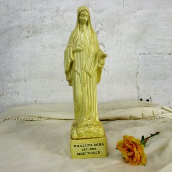Statue Madonna resin Kraljica MIra Our Lady of Medjugorje Queen Peace HTF 9.8 "