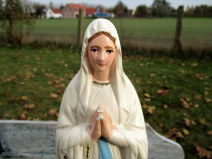 Lovely Vintage Plaster Statuette Virgin Mary Madonna Our Lady of Lourdes French