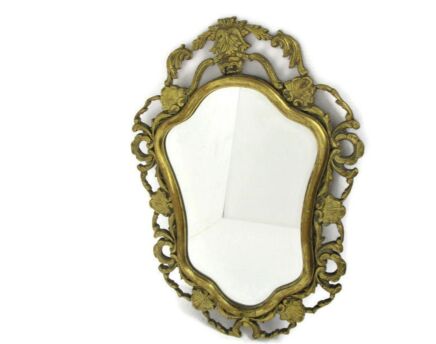 Large Ornate Oval Wooden Wall Hanging Mirror Hollywood Regency Dollanzo