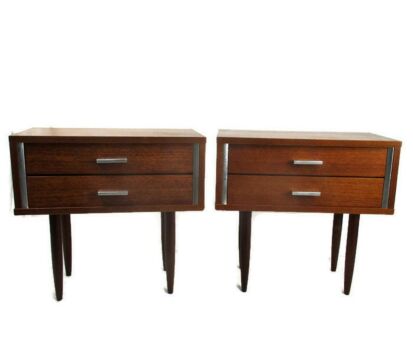 Retro Pair Couple Vintage Nightstands End tables Mid Century Danish Modern