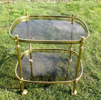 GERESERVEERD BO Retro Bar Cocktail Entertainment Cart Trolley Smoked Glass Vintage