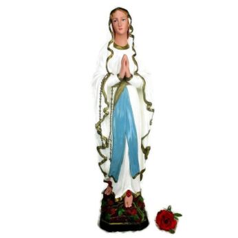 XL Virgin Mary Madonna Our Lady of Lourdes Plaster Statue Chapel French 34.25"