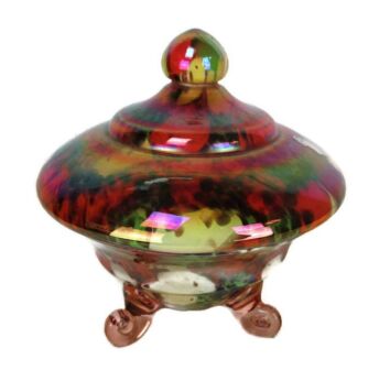 Iris Decor Iridescent Glass Candy Dish Lidded Bowl Jugendstil Kralik Bohemia