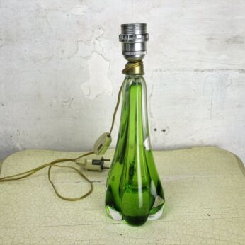 Vintage Table Lamp Val St Lambert Art Glass Design Marked Green Working