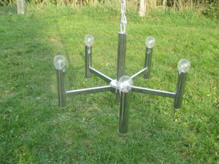 Vintage chandelier era Sciolari Boulanger 5 Lights Mid Century Chrome Modern