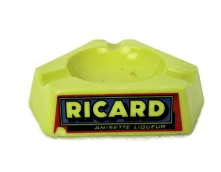 Yellow Ricard Ashtray Ceramic France French Authentic Apero Pastis Collector