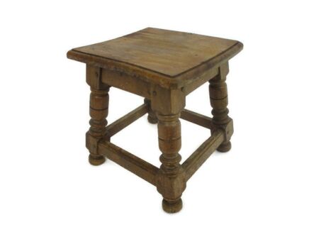 Small Vintage Hand Carved wood Pedestal Table Plant Flower Bonsai Stand Side Table Barn Country Style Funky