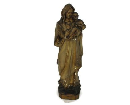 Large Statue Virgin Mary Madonna Infant Child Plaster Holy Heart 18.11"