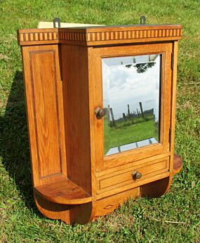 Vintage Medicine Kitchen Wall Cabinet Apothecary Inlay Beveled glass Old Green