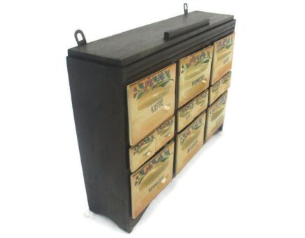 Antique Kitchen Spice Herbs Rack Cabinet Porcelain Wood Dutch Gorgeous