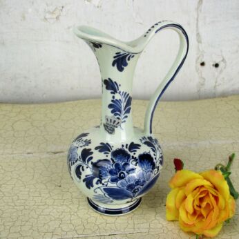 Small Vase Pitcher Delft Holland Blue White Porcelain Marked Jumbo Hand Painted