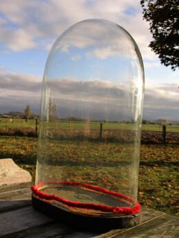 Victorian Antique Oval Hand Blown Glass Dome Globe Mantel Clock 17.32"