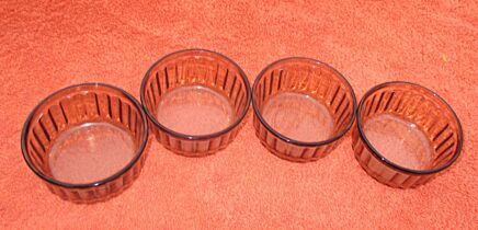 Vintage Retro Arcopal brown Glass Custard ramekin serving Bowls France Crème Brulee Set of 4