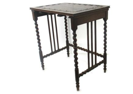 Barley Twist Wooden Nesting Stacking Side Table Barn Country Style Mid Century Stunning rare Large