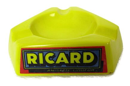 Yellow Ricard Ashtray Ceramic France French Authentic Apero Pastis Collector