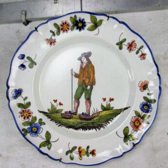 Antique French Faience Luneville Decorative Plate Keller Guerin St Clément HTF
