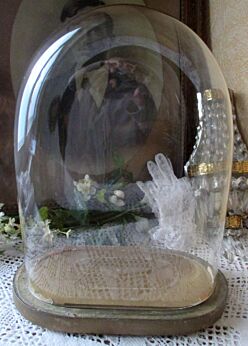 Antique Victorian Oval Hand Blown Glass Globe Dome Taxidermy Steampunk 13.7"