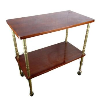 Bar Cocktail Tea Cart Trolley Mid Century Modern Kitchen Island Wood Veneer WOW