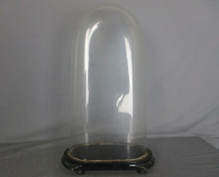 Antique Victorian Oval Hand Blown Glass Globe Dome Doll Clock 17.91" H 9.44' W