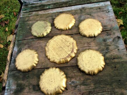 Italian Mid Century Hollywood Regency Florentine 7 coasters gold gilt
