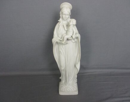 French Antique 1900 Bisque Statue Virgin Mary Our Lady Madonna Infant Jesus 14.9