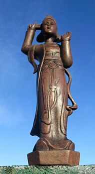 Small Statuette Hand Carved Hard Wood Asian Woman Goddess Lovely