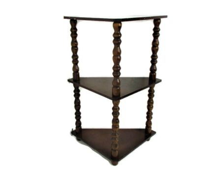 Corner Cabinet 3 Tier Étagère Shelves Stand nightstand Edwardian Bobbin Legs HTF