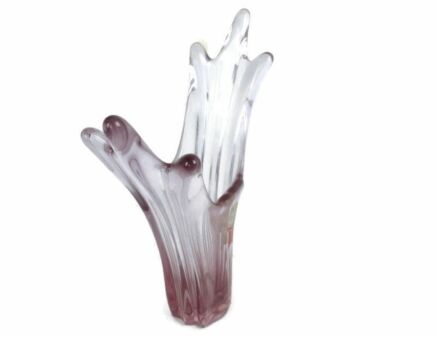 art glass Vase Val St Lambert Vase Pink Purple Belgium Belgian