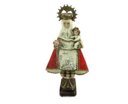Statue Virgin Mary Madonna Our Lady Infant Child Jesus Angels at the Base Plaster very rare and special 10.82"