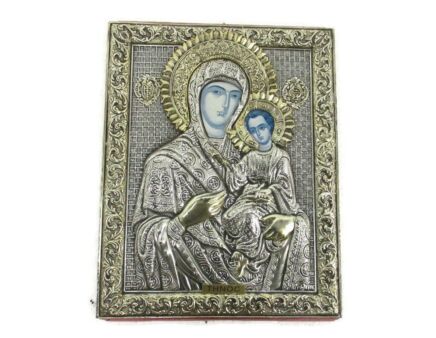 Vintage Traveling Icon Thin  Metal  Madonna with Infant  Our Lord Jesus Christ handmade