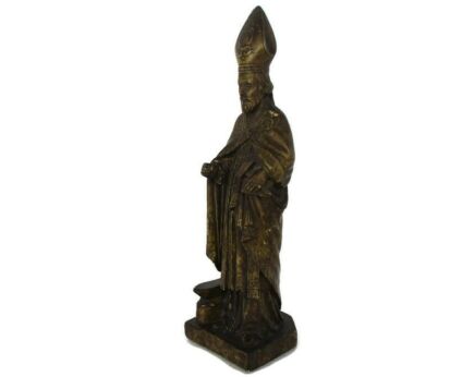 Statue Saint Eligius Elooi Patron Saint of Blacksmiths Gold and Silverversmiths Plaster HTF Collector Brown