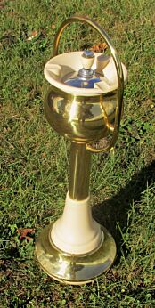 Vintage 60s Chrome Cream plastic Standing Floor Push Ashtray Retro Authentic
