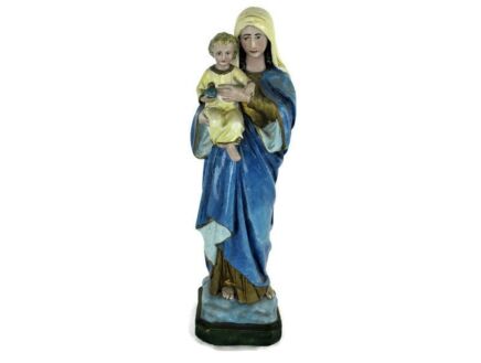 Virgin Mary Madonna Infant Child Plaster Statue tenderness Plaster Polychrome 16.73"