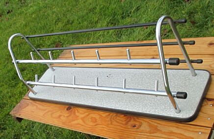 Vintage Mid Century Chrome Industrial Coat Hat Rack 1950's Grey Board