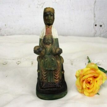 Small Our Lady Of Montserrat Black Madonna Virgin La Moreneta Resin Statue 6.10"