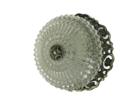 Gorgeous XL French Ceiling Lamp Fixture Plafonnière Ornate Bubbled Glass Silver Colored