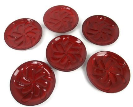 Set of 6 French Oyster Plates Porcelain Faience Majolica Red Glazed Vintage