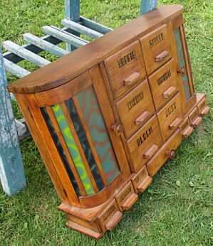 Vintage Kitchen Spice Rack Cabinet pop art Herbs Dutch Colored glass Very Rare