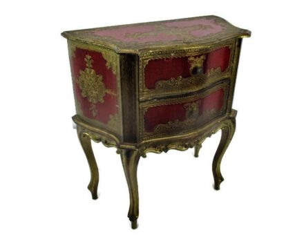 Florentine Wood Nightstand End Table Hall Cabinet Chest of Drawers Gold Gilded