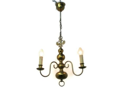 Small Vintage Flemish Dutch Ornate Brass Chandelier 3 Arms Lights Eagle
