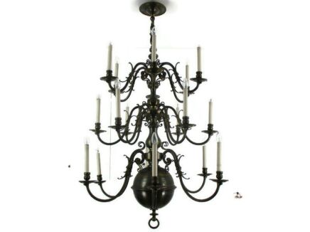 Huge 3 Tier Flemish Dutch Chandelier 18 Arms Lights Brass Bronze Ducks WOW