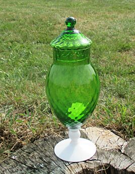 Vintage Small 60s 70s Italian Opalescent Glass Apothecary Jar swirled glass